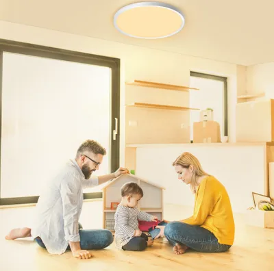 Produktbild von LZQ 48W LED Deckenleuchte Feuchtraumleuchte Ø28,5cm Feuchtraumlampe Rund Lamp Deckenlampen für Badezimmer, Schlafzimmer, Küche, Flur, Warmweiß
