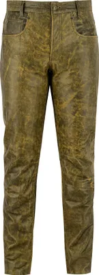Produktbild von Bohmberg Herren Lederhose - Lederjeans (Regular Waist), echtes Rinds Leder, 5 Pocket Jeans, Slim Fit, Anitk Braun - W32