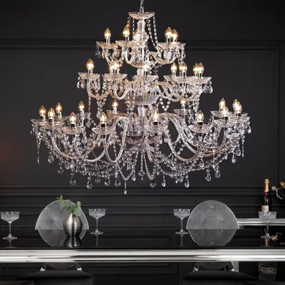 Produktbild von riess-ambiente Design Kronleuchter CRYSTAL XXL 120cm klar Acryl 30-armig Kristall-Lampe Hängelampe Lampe Hängeleuchte