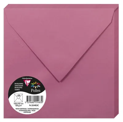Image de Clairefontaine enveloppes rose hortensia 165x165 mm 120 g 20 pièces
