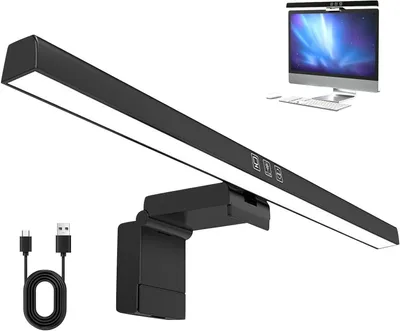 Zdjęcie produktu dla Lampa do monitora - Oświetlenie ekranu - Oświetlenie stanowiska pracy - Przyjazne dla oczu światło - 40 cm - Czarny