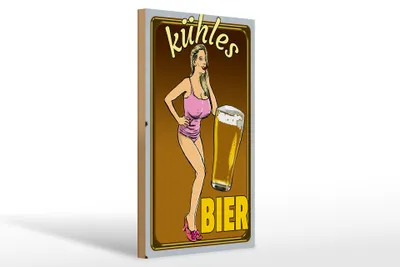 Produktbild von Holzschild Pinup 20x30cm kühles Bier