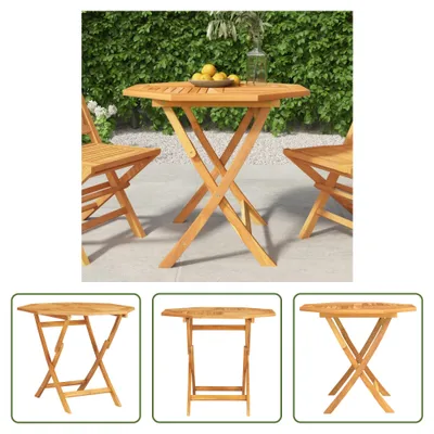 Image de The Living Store Table de jardin pliante 85 x 85 x 76 cm en teck massif