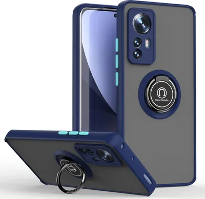 Produktbild von Xiaomi 12 Pro Hülle, Ring Halter Ständer Matte Transluzent TPU Rahmen Stoßfest Schutzhülle für Xiaomi 12 Pro Blau