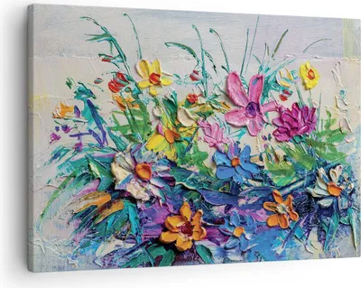 Produktbild von Bild auf Leinwand - Leinwandbild - Einteilig - Blumen die Farben pastos - 70x50cm - Wand Bild - Wanddeko - Wandbilder - Leinwanddruck - Bilder - Wanddekoration - Leinwand bilder - AA70x50-4521
