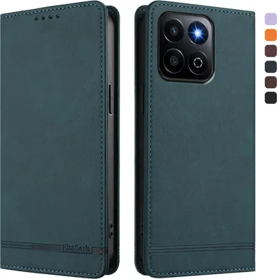 Produktbild von Hülle für Honor 400 Smart /Honor X7d 5G, Retro Kunstleder Ständer Klapphülle mit Kartenfächer und Magnetische Grün