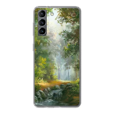 Produktbild von MuchoWow® Handyhülle Schutzhülle Hülle für Samsung Galaxy S21 Wald - Ölgemälde - Sommer Silikon Softcase Handy Hülle - Softcase