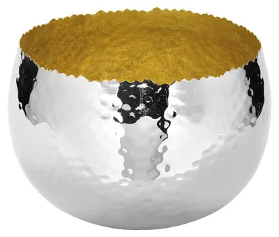 Produktbild von SEFA Schale - silberfarben - Eisen, goldene Folie - H. 13cm x B. 20cm