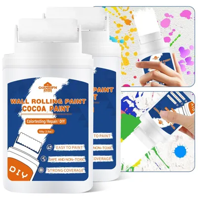 Productafbeelding van Muurverf wit - Muurverf wit reparatie - 2 stuks - 2-in-1 retoucheer en rollerset - Sneldrogend - Binnen en buiten