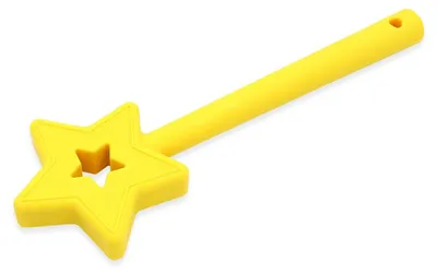 Imagen del producto de Juguete terapéutico para masticar de ARK, varita mágica amarilla, para niños. Herramienta de masticación con forma de varita mágica y punta en forma de estrella, ideal para masticar con molares y dientes frontales.