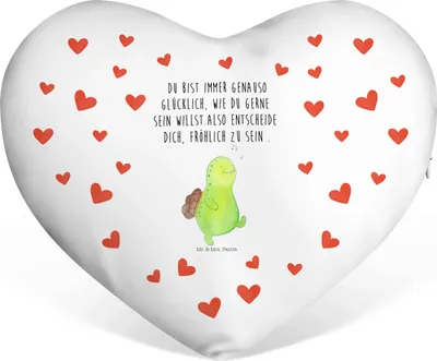 Produktbild von Mr. & Mrs. Panda Dekokissen Schildkröte Pfeifen - Weiß - Geschenk, Sofakissen, Trennung, Valentinstags Kissen, Kuschelkissen, Herz, dekoartikel, Glück, Schildkröten