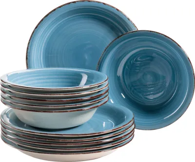 Produktbild von Mäser 931602 Tafelservice Lumaca für 6 Personen, Steingut, dunkelblau (1 Set, 12-teilig)