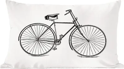 Produktbild von MuchoWow® Zierkissen Sofakissen Wohnzimmer Dekokissen 60x40 cm Vintage - Fahrrad - Illustrationen - Kopfkissen - Polster mit Foto