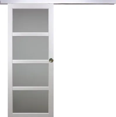 Immagine prodotto di Porta scorrevole Tana bianca con vetro H204 x L73 cm, binario in alluminio, conchiglie GD MENUISERIES
