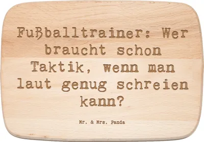 Produktbild von Mr. & Mrs. Panda Schneidebrett Holz Spruch Fußballtrainer Motivation - Transparent - Geschenk, Spielfeld, Fußball, Berufe, Beruf, Küchenbrett, Humor, Holzbrettchen