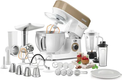Obrázok produktu pre SENCOR STM 3787CH Kuchynský robot, 1 200 W, 5l nádoba z nehrdzavejúcej ocele, 6 nastavení rýchlosti a 2 programy NutriSmart, 4 nástavce, FLEXI metla a šľahač, mlynček na mäso