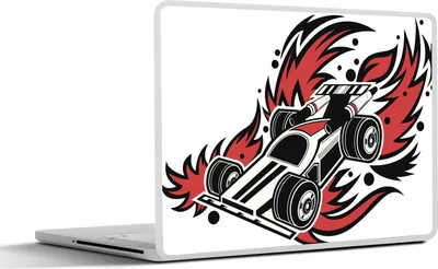 Produktbild von MuchoWow® Laptop Aufkleber Sticker Cover Eine Illustration eines Formel-1-Rennwagens geht in Flammen auf 30x21 cm - Sticker für Laptop - Selbstklebend