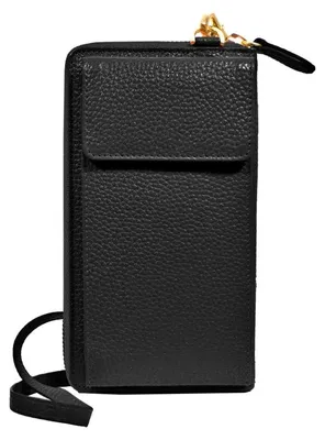 Produktbild von Handytasche ASTI Reißverschluss-Geldbörse mit Handyfach schwarz Damen - Leder