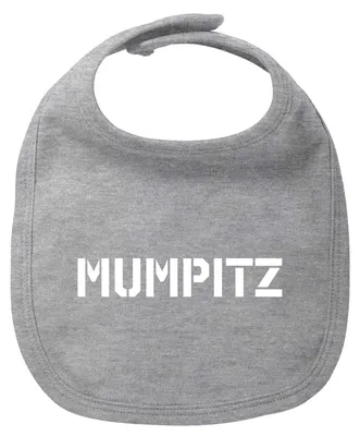 Produktbild von Huuraa Baby Lätzchen Mumpitz Schriftzug Heather Grey Klettverschluss  Baumwolle Latz Geschenkidee