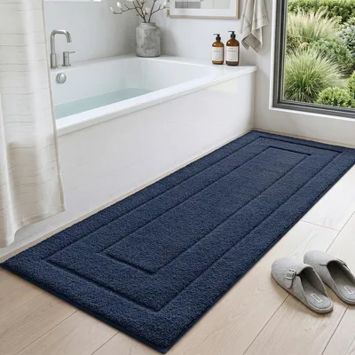 Produktbild von Badematte rutschfest Mikrofaser Marineblau 60 x 150 cm