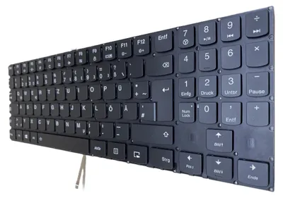 A black keyboard is shown from a diagonal angle against a white background.