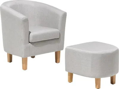 Produktbild von BELIANI Cocktailsessel mit Hocker Grau Posterbezug Gummibaumholz