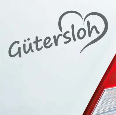 Produktbild von Auto Aufkleber Gütersloh Herz Stadt City Liebe Love Heart 19x8 cm Grau Sticker Heckscheibenaufkleber