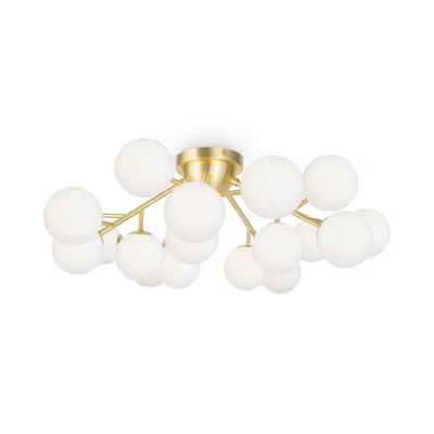 Produktbild von Deckenlampe Glas Metall G9 B: 75 cm in Gold Weiß 20-flammig Kugel Schirm Modern