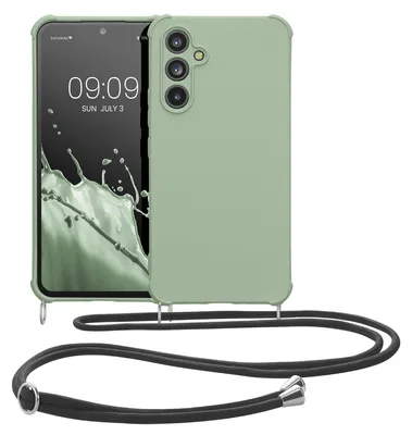 Produktbild von kwmobile Necklace Case kompatibel mit Samsung Galaxy A54 5G Hülle - Cover mit Kordel zum Umhängen - Silikon Schutzhülle Graugrün