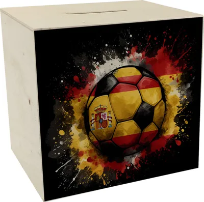Produktbild von Fußball Spanien Flagge Spardose aus Holz