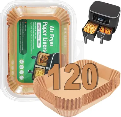 Produktbild von Backpapier für Heißluftfritteusen, 120 Stück, 22 cm, für Ninja AF300EU, Zubehör für Heißluftfritteusen, kompatibel mit Ninja AF300EU, AF400EU, Princess usw.