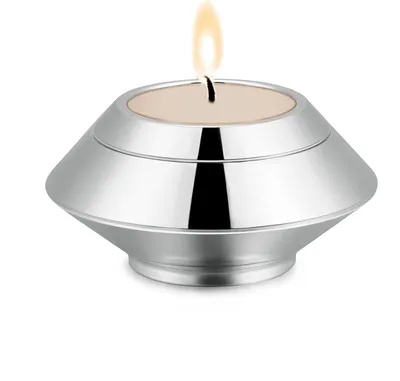 Immagine prodotto di Piccola urna per ceneri, a forma di cuore, in acciaio inossidabile, color argento, portacandele commemorativo