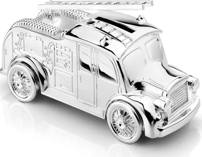 Produktbild von Kindersparschwein, silber, elegant, als Geschenk, Feuerwehrauto | Größe: 68x150x75 mm | Artikelnummer: ZV7669261