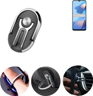 Produktbild von K-S-Trade 3in1 Smartphone-Ring Handy-Ring kompatibel mit Oppo A16s Fingerhalterung  Handyring Tischständer Lüftungsgitter-Halterung Tisch Ständer