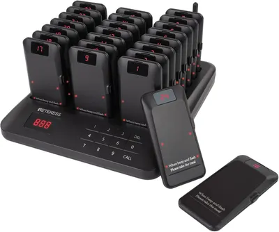 Immagine prodotto di Sistema di chiamata cercapersone Retekess TD157P, cercapersone per ristoranti, 800M, 39 modalità di chiamata, batteria 300 mAh 24H, allarme fuori portata, cercapersone per ristoranti