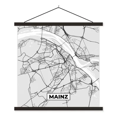 Produktbild von MuchoWow® Textilposter Mainz - Karte - Stadtplan - Deutschland 40x40 cm mit schwarzem Rahmen - Fotos