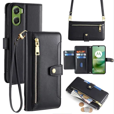 Produktbild von Handykette für Motorola Moto G06 / G06 Power Hülle mit Band Kartenfächer Schwarz