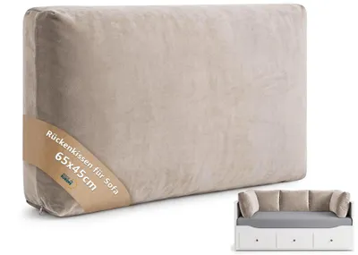 Produktbild von Rückenkissen Sofa mit Füllung und Bezug – Sofakissen Samt 65x45 cm Beige