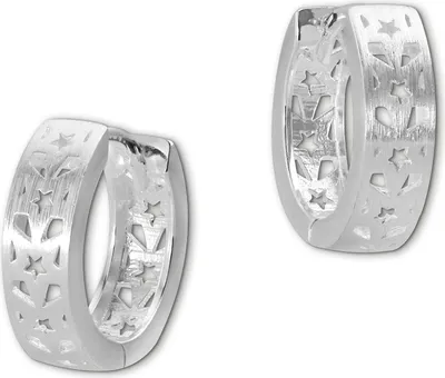 Produktbild von SilberDream Creolen 15mm Ohrringe 925 Silber Schmuck Sterne Muster D2SDO4279M