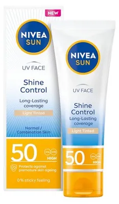 Obrázek produktu pro Nivea Sun Opalovací krém 50ml Shine Control Light Tinted Spf 50 Normal,Combination Pro