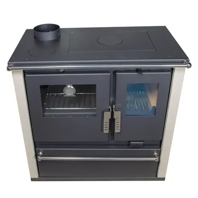 Produktbild von – Verso CS Plus Inox Ivory 7,7 kW mit Ofen, Kochfeld & Holzfach Links