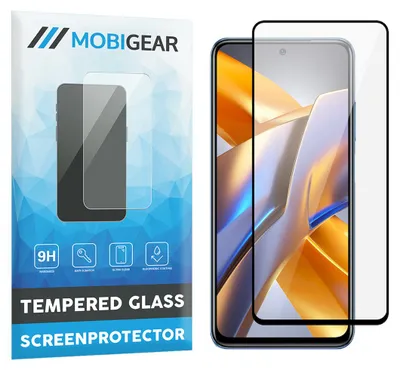 Produktbild von Mobigear Premium Displayschutzfolie für POCO M5s, gehärtetes Glas, Displayschutz – kompatibel mit Hüllen – Schwarz