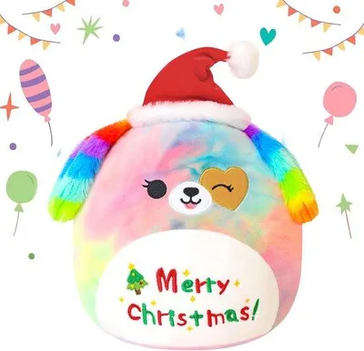 Immagine prodotto di Cagnolino arcobaleno di peluche, 25 cm - Dolce giocattolo da regalare a Natale