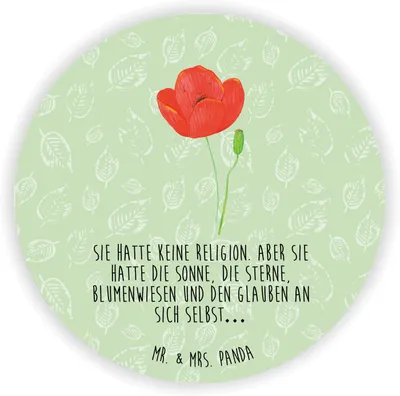 Produktbild von Mr. & Mrs. Panda Kühlschrankmagnet Blume Mohnblume - Blattgrün - Geschenk, magnet für fotos, Religion, Mohn, Garten, Respekt, pinnwand, kühlschrank, Motivation, pinwand
