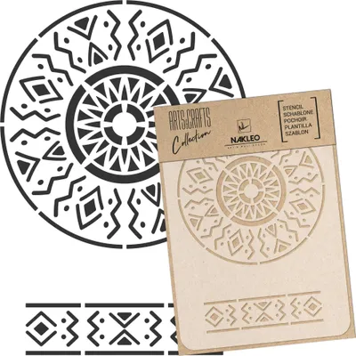 Produktbild von Malschablone für Handwerk A5 15x21cm, Afrikanisches Mandala Ornament Muster, Wiederverwendbare Kunststoff DIY & Scrapbooking Zeichenschablone