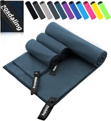 Produktbild von Mikrofaser Handtuch 3er Set, Schnelltrocknend Microfaser Fitness & Sport Handtücher, für Strandtuch, Badetuch, Sporthandtuch und Reisehandtuch