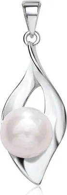 Produktbild von Anhänger aus rhodiniertem Silber in Blattform mit Süßwasserperle