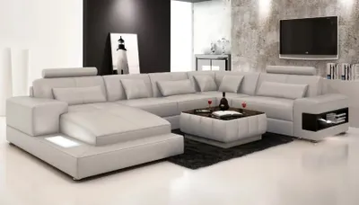 Produktbild von Ecksofa Polster Ledersofa  Designer-Sofa Ecksofa U-Form Modernes Sofa Ledersofa