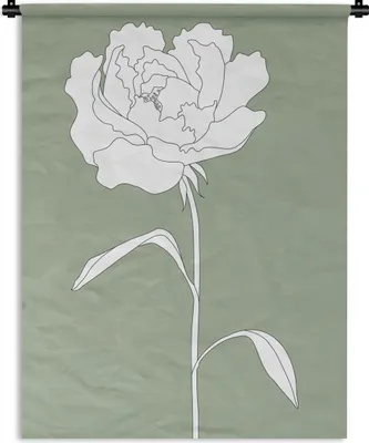 Produktbild von MuchoWow® Wandteppich Wandbehang Rose - Blumen - Grün - Weiß - Pflanzen 120x160 cm Tapisserie Dekoration Wandtuch - Wohnzimmer - Moderne