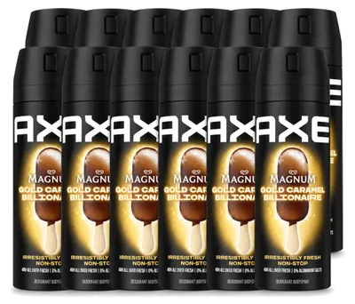 Produktbild von 12 x Axe Magnum Gold Caramel Billionaire Deodorant Bodyspray 150 ml - Vorteilspackung - 12 Stücke